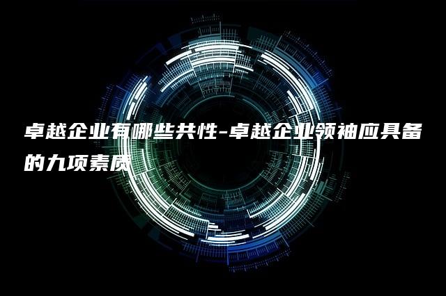 卓越企业有哪些共性-卓越企业领袖应具备的九项素质-推咖网创